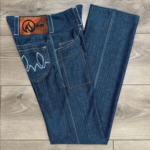 INKnBURN Blue Denim Performance Boot Cut Pants Yoga Travel Casual Size 2